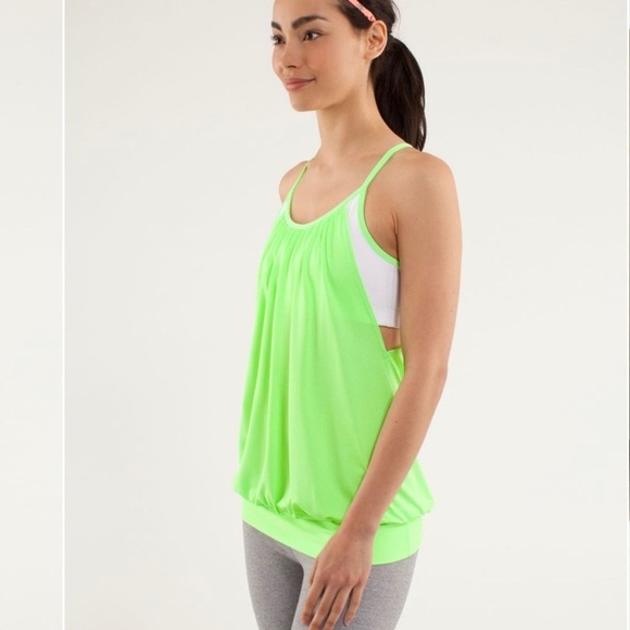 lululemon athletica Tops - Lululemon | No Limits Tank in Zippy Green & White | Size Small